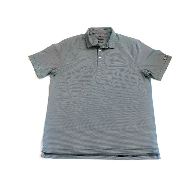NIKE MENS DRY FIT MENS GOLF POLO SHORT SLEEVE SHIRT NAVY BLUE STRIPED SIZE LARGE - Picture 1 of 13